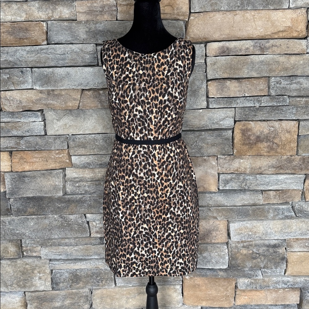 Anne Taylor LOFT - Cheetah Print Sleeveless Dress with Built In Belt